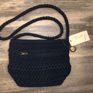 Blue woven purse